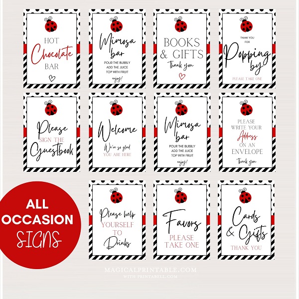 Red Ladybug Baby Shower Games Bundle – Printabell • Express