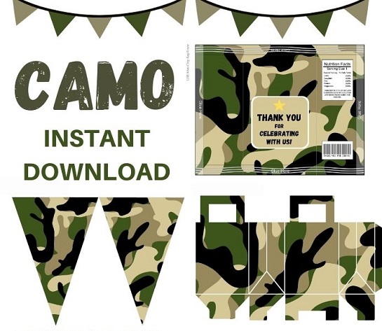 Camo Baby Shower Party Printable