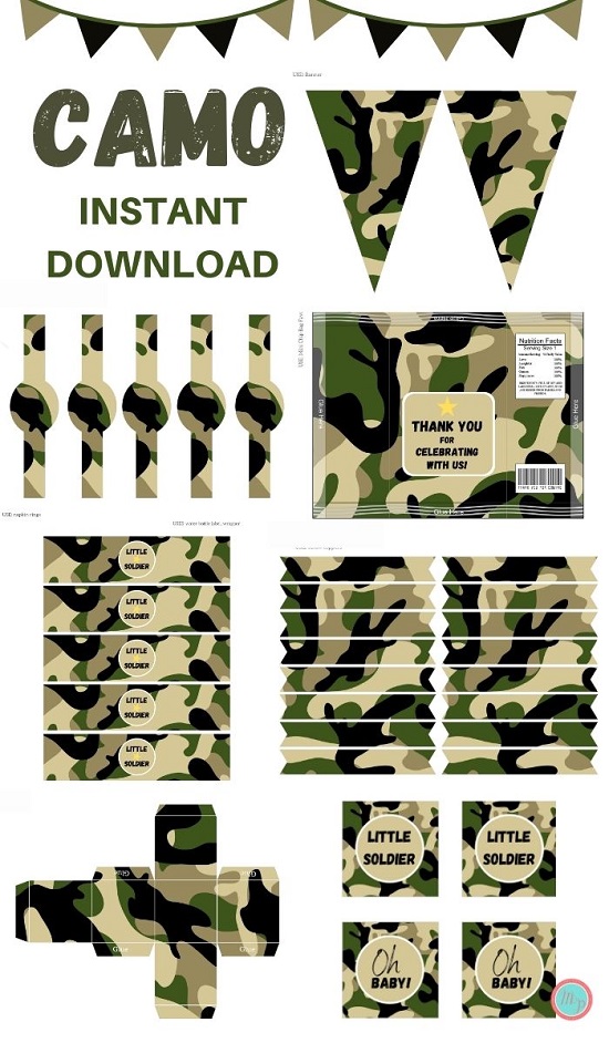 Camo Baby Shower Party Printable Download