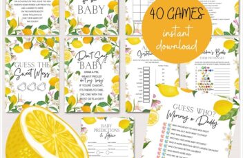 Over 40 Lemon Baby Shower Games Bundle