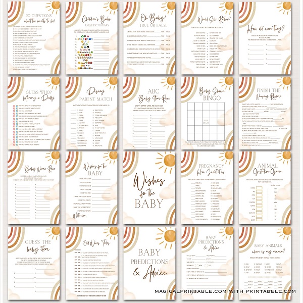 Sunshine Baby Shower Games Bundle – Printabell • Express