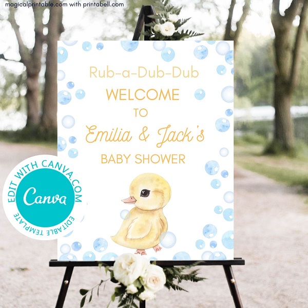 Editable Rubber Duck Welcome Sign