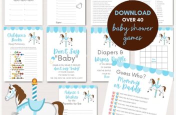 blue carousel baby shower games package