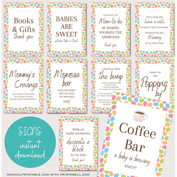 easter spring baby shower games and signs bundle