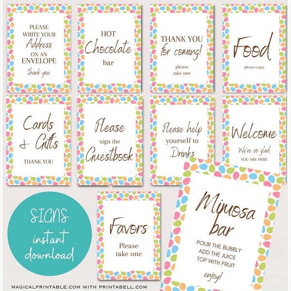 easter spring baby shower signs