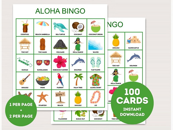 aloha bingo cards printable