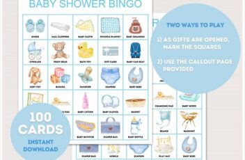 boy baby shower gift bingo cards