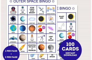 outer space bingo cards
