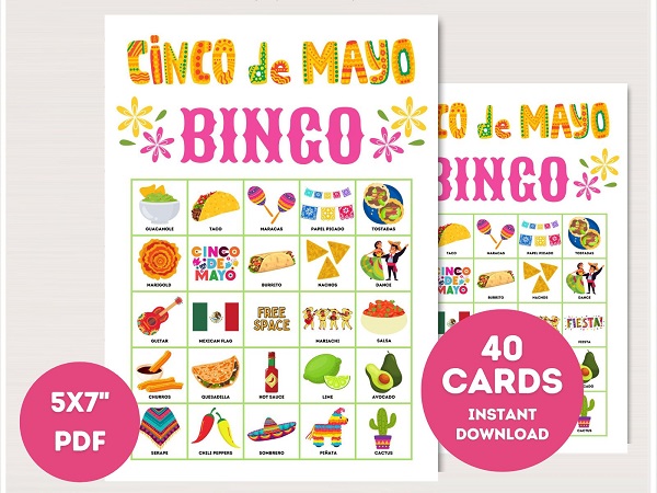 printable cinco de mayo bingo cards with pictures