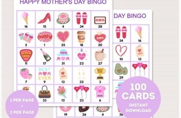 printable mothers day bingo cards