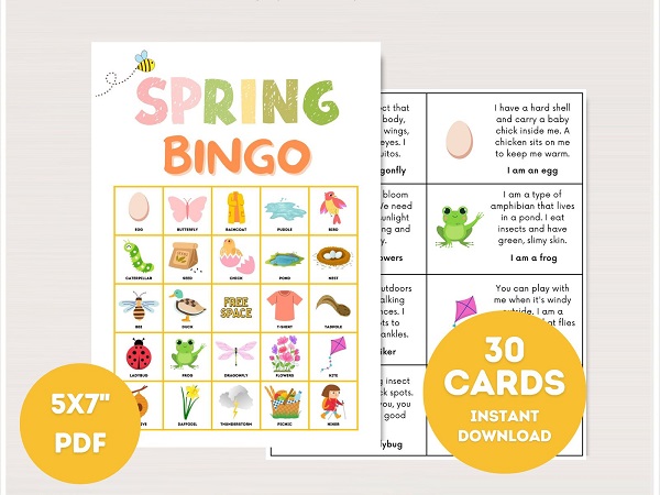 printable spring bingo cards
