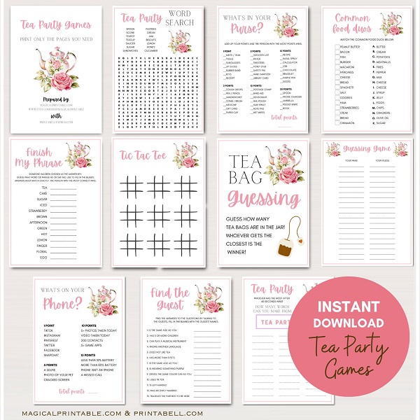 printable tea party games for adults