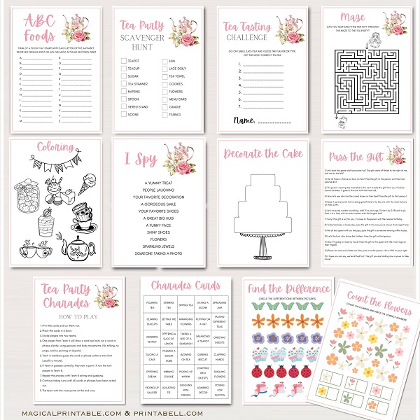 printable tea party games for kids