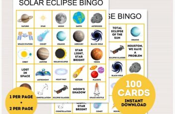solar eclipse bingo cards
