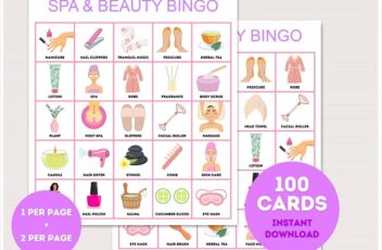 spa and beauty bingo cards